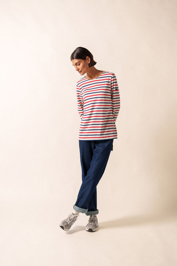 Saint James Minquidame Tri-Color Breton Shirt