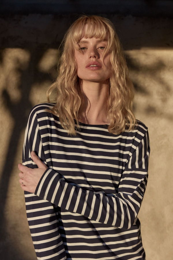 Saint James Minquiers Drop II Drop-Shoulder Breton Shirt - Navy/White