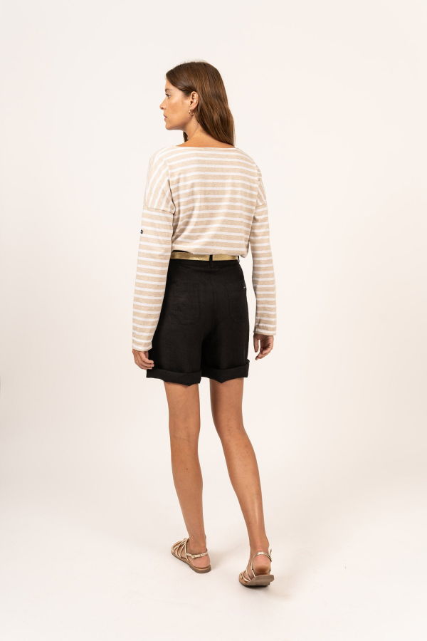 Saint James Minquiers Drop II Drop-Shoulder Breton Shirt - Oatmeal/White