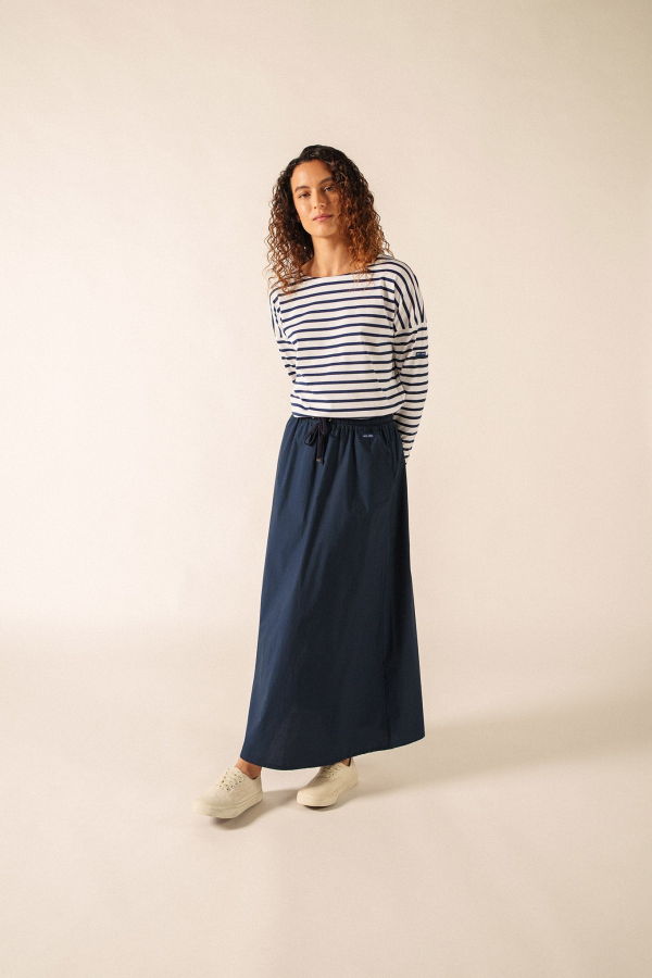 Saint James Minquiers Drop II Drop-Shoulder Breton Shirt - White/Navy