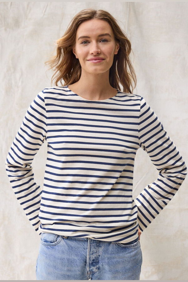 Saint James Minquiers Modern Breton Shirt - Ecru/Navy