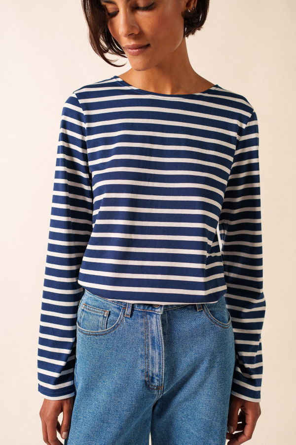 Saint James Minquiers Modern Breton Shirt - Navy/White