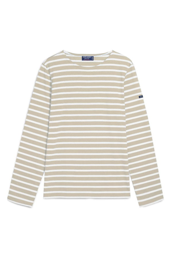 Saint James Minquiers Modern Breton Shirt - Oatmeal/White