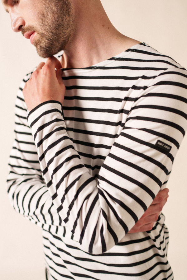 Saint James Minquiers Modern Breton Shirt - White/Black