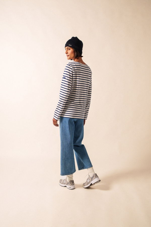 Saint James Minquiers Modern Breton Shirt - White/Navy