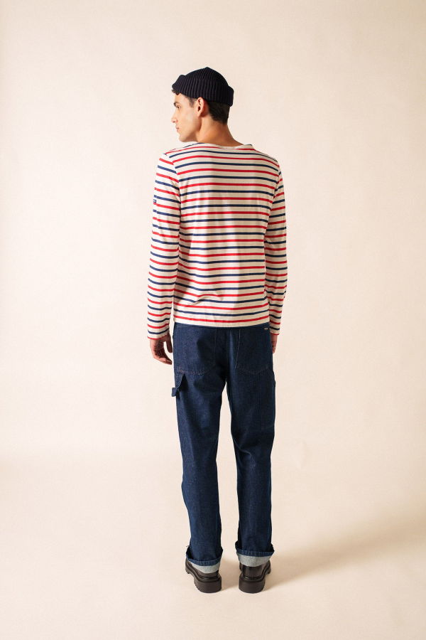 Saint James Minquiers Modern Tri Tri-Color Breton Shirt