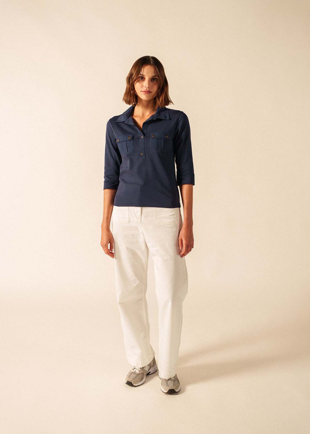 Saint James Oleron Polo Shirt - Navy - Image 4 of 5