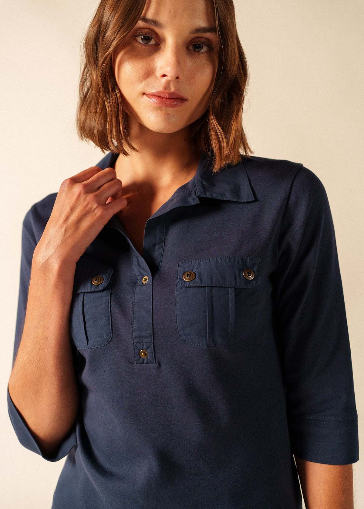 Saint James Oleron Polo Shirt - Navy - Image 5 of 5