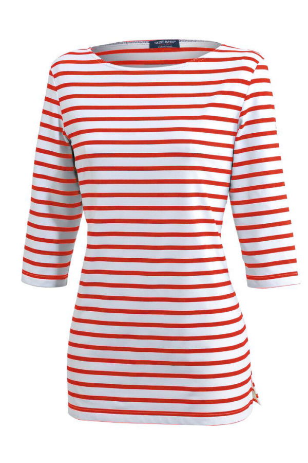 Saint James Phare Anti-UV Striped Tunic - White/Cherry