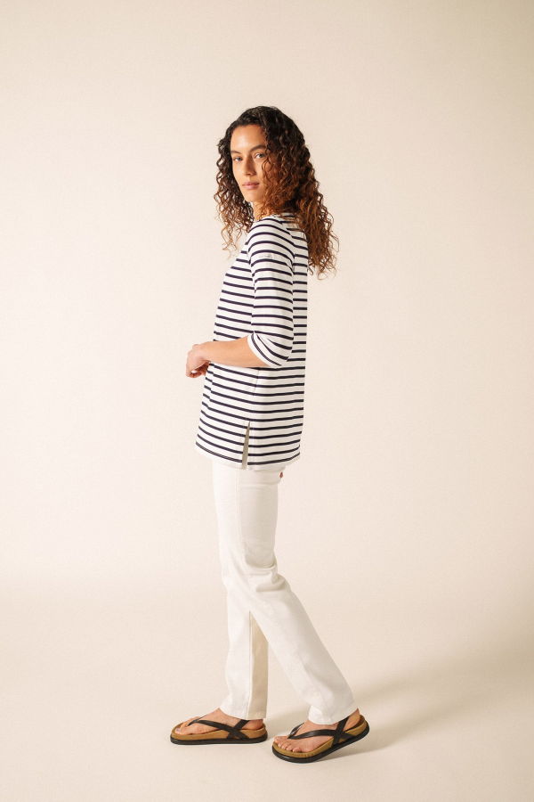 Saint James Phare Anti-UV Striped Tunic - White/Navy