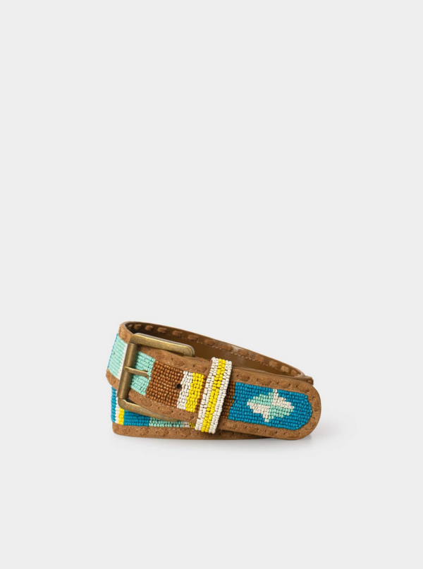 Xirena Brixton Neon Sunset Leather Beaded Belt XIRENA Brix Beaded Leather Belt | French Corner NYC  main image 4