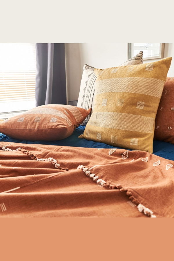 Variously Chokor Nira Pillow - Ochre Yellow