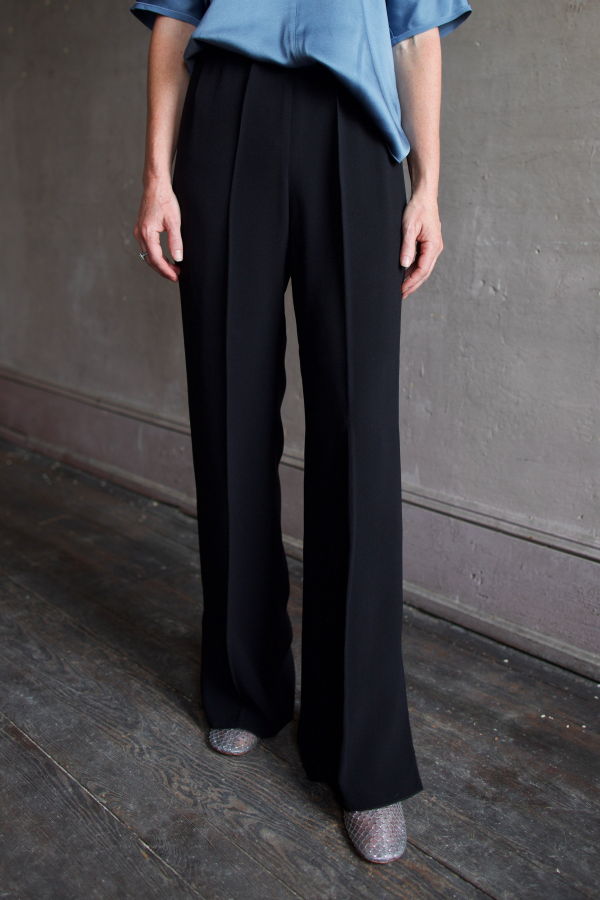 Forte Forte Matte Anvers Satin Regular Waist Smoking Pants