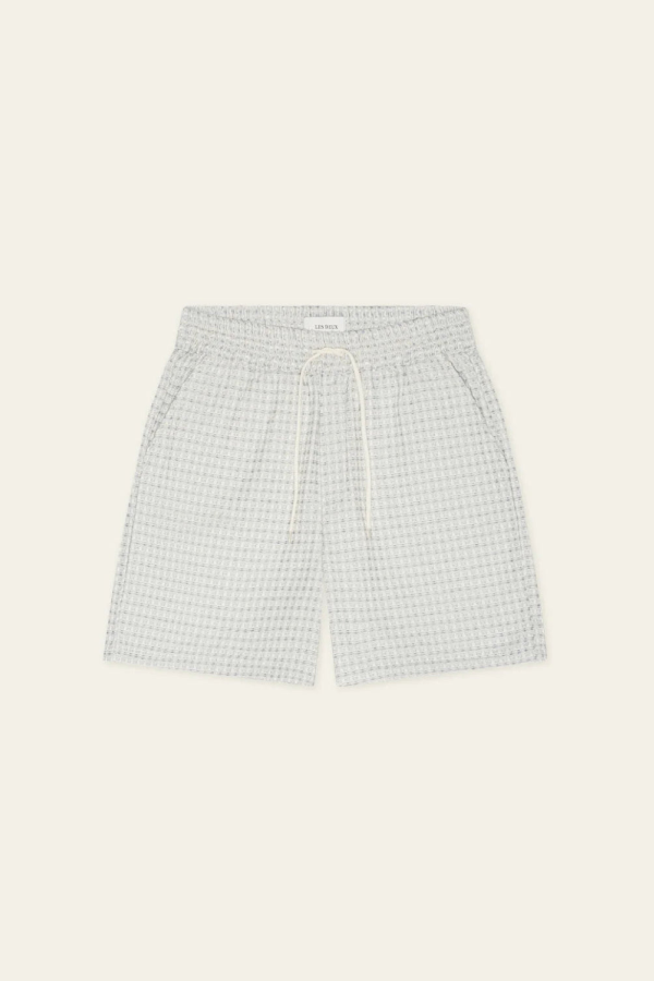 LES DEUX Light Ivory Check Seersucker Shorts