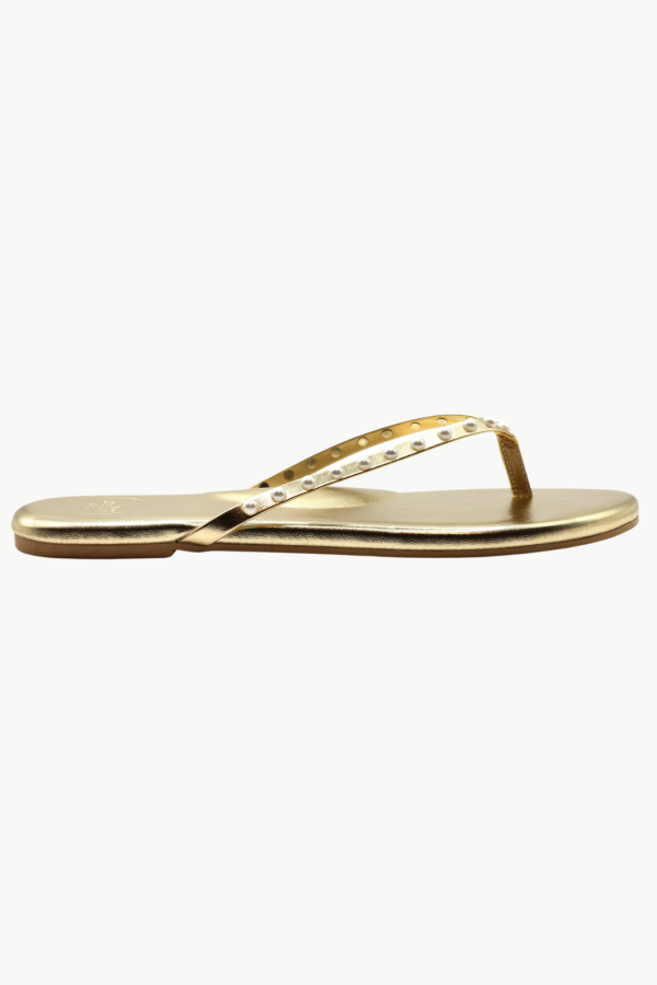 Solei Sea Indie Solid Metallic With Pearls Sandal - Gold/Pearl