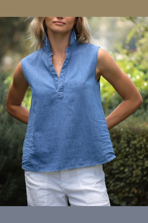 Frank & Eileen Olivia Popover Tank - Vintage Stonewashed Indigo