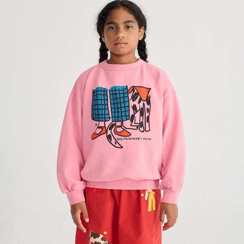 KIDS Bobo Choses Dog Friendship Print Sweatshirt - Pink