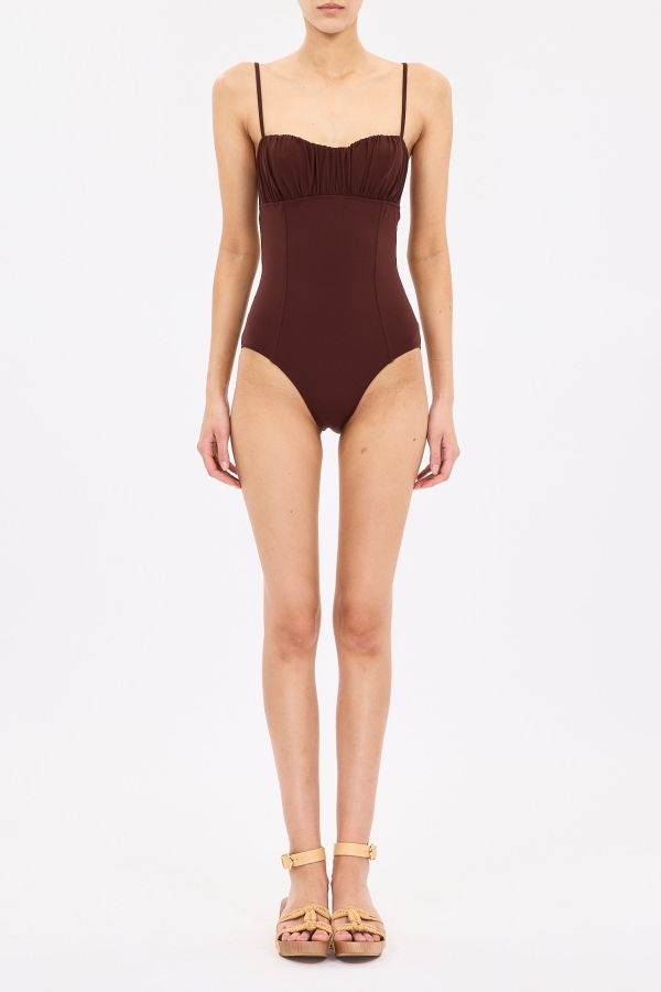 Ulla Johnson Dalila Ruched Maillot Swimsuit - Urchin