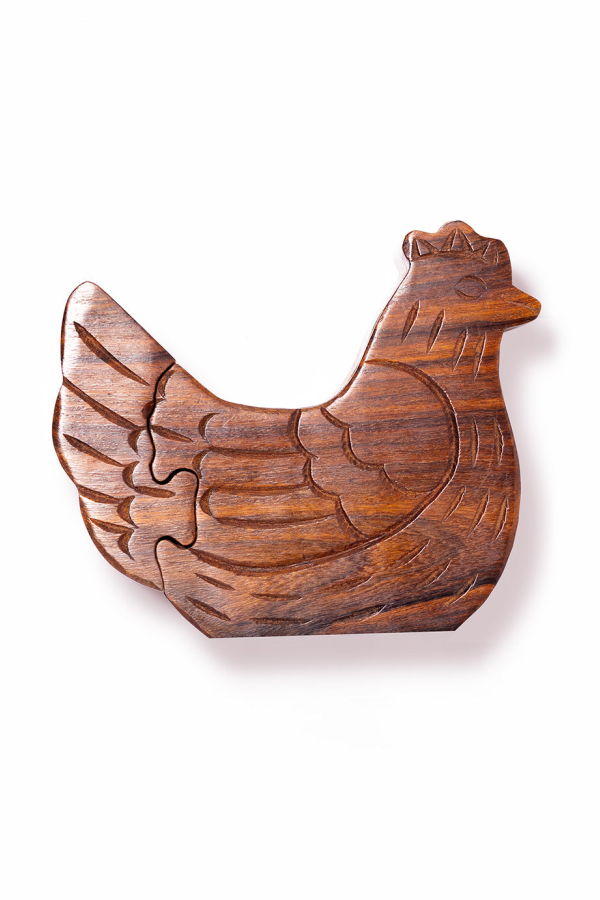 Matr Boomie Chicken Puzzle Box Hand-Carved Wood
