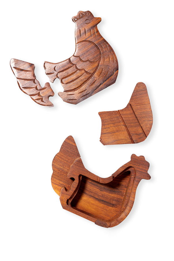 Matr Boomie Chicken Puzzle Box Hand-Carved Wood