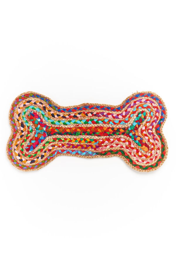Matr Boomie Chindi Rug Dog Bone Pet Food Mat
