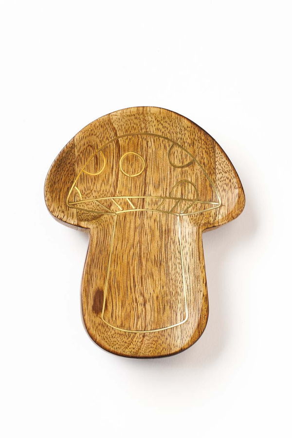 Matr Boomie Drishti Mushroom Trinket Dish - Brass Inlay