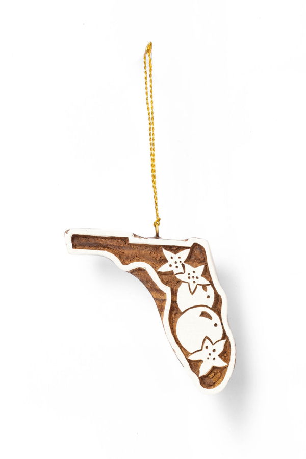 Matr Boomie Florida State Orange Blossom Ornament - Hand Carved State Flower
