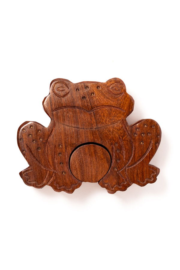 Matr Boomie Frog Puzzle Box Hand-Carved Wood
