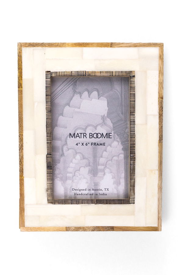 Matr Boomie Janaka 4x6 Carved Bone and Horn Picture Frame