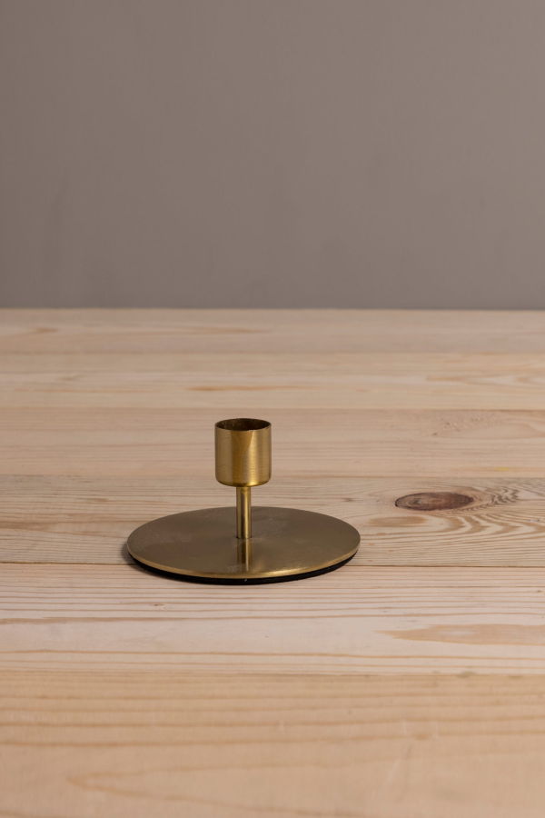 Be Home Kent Gold Taper Candle Holder, Short