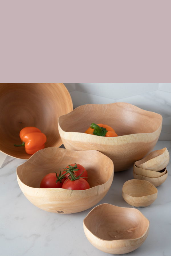 Be Home Kiln Mango Wood Wave Edge Bowl, Small