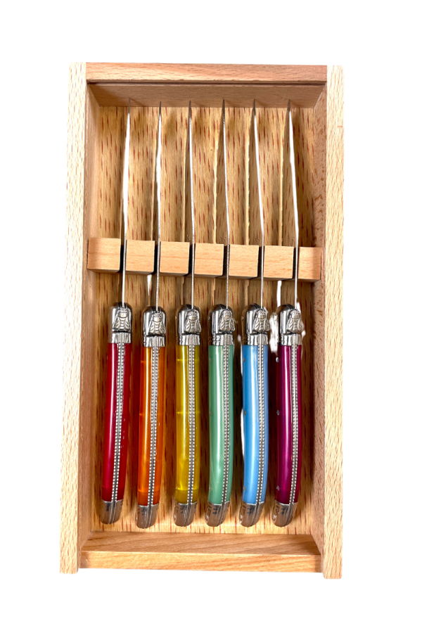 Be Home Laguiole 6 Piece Platine Rainbow Steak Knife Set