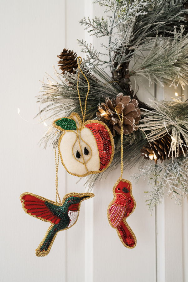 Matr Boomie Larissa Plush Hummingbird Beaded Fabric Ornament Embroidered Ornament