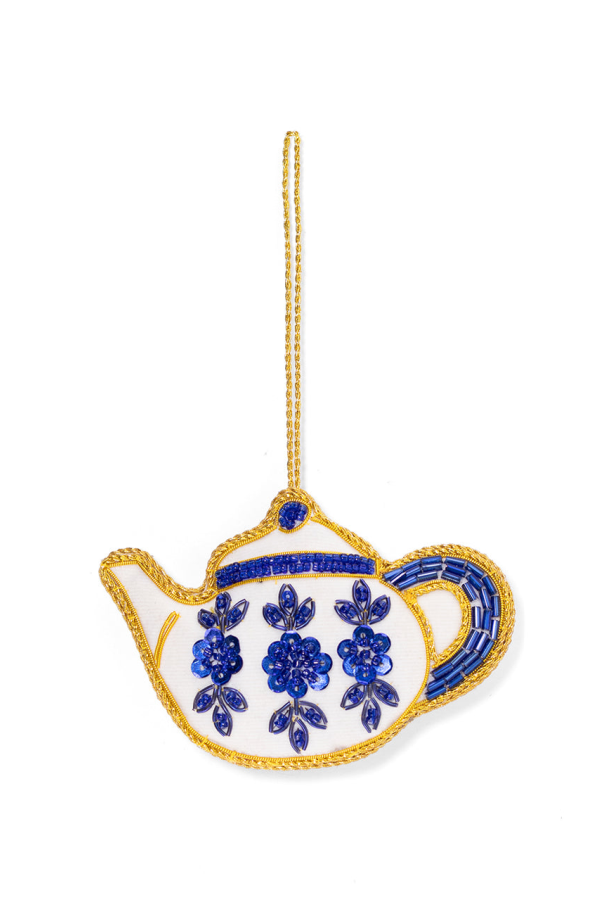 Matr Boomie Larissa Plush Teapot Beaded Fabric Ornament - Embroidered