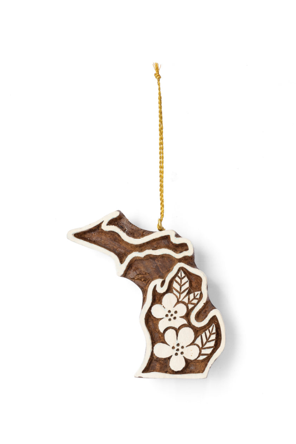 Matr Boomie Michigan State Apple Blossom Ornament - Hand Carved State Flower