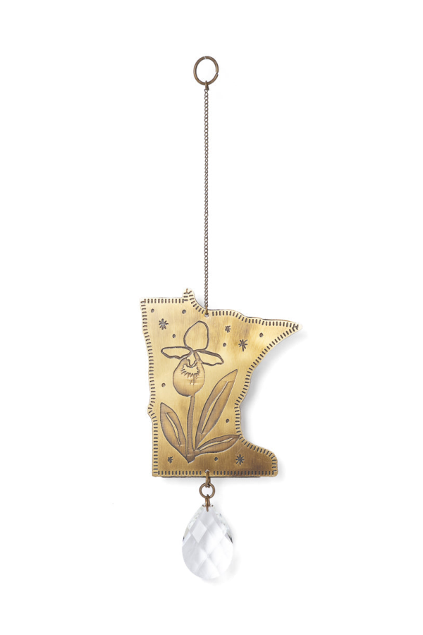 Matr Boomie Minnesota State Lady Slipper Engraved Suncatcher