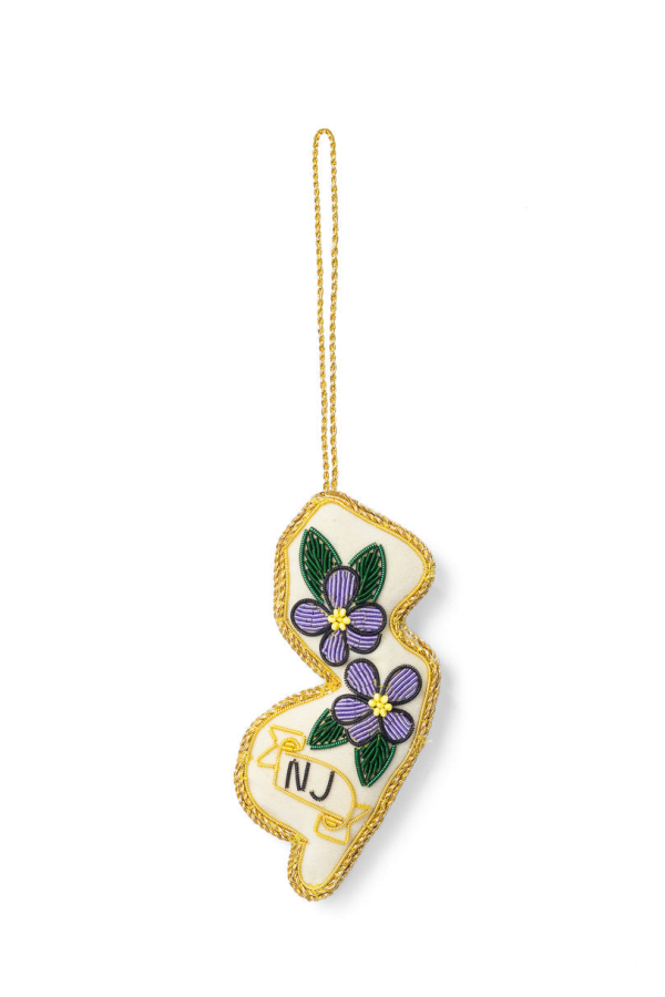 Matr Boomie New Jersey State Violet Beaded Fabric Embroidered Ornament