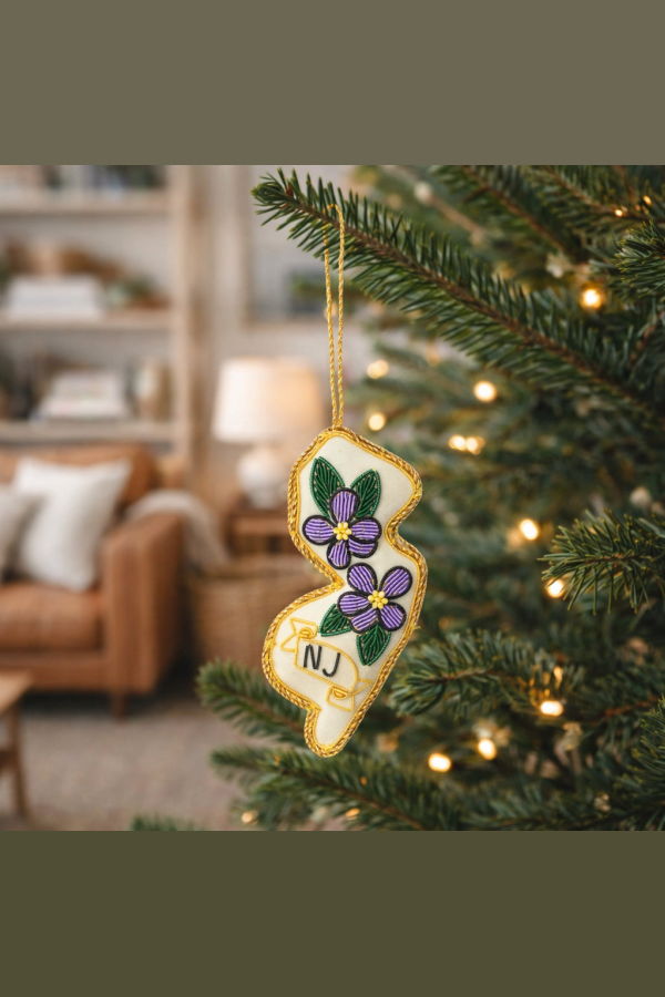 Matr Boomie New Jersey State Violet Beaded Fabric Embroidered Ornament