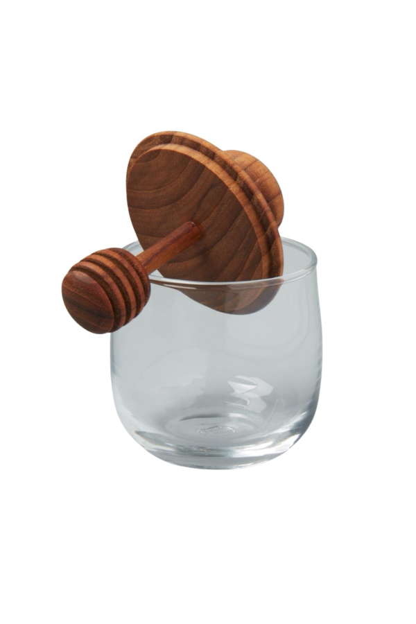Be Home Teak & Glass Honey Jar