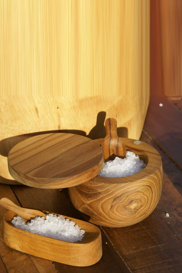 Be Home Teak Cellar with Spoon & Pivoting Lid - Natural