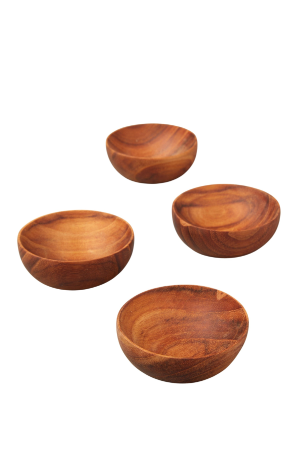 Be Home Teak Pinch Bowls, Set of 4