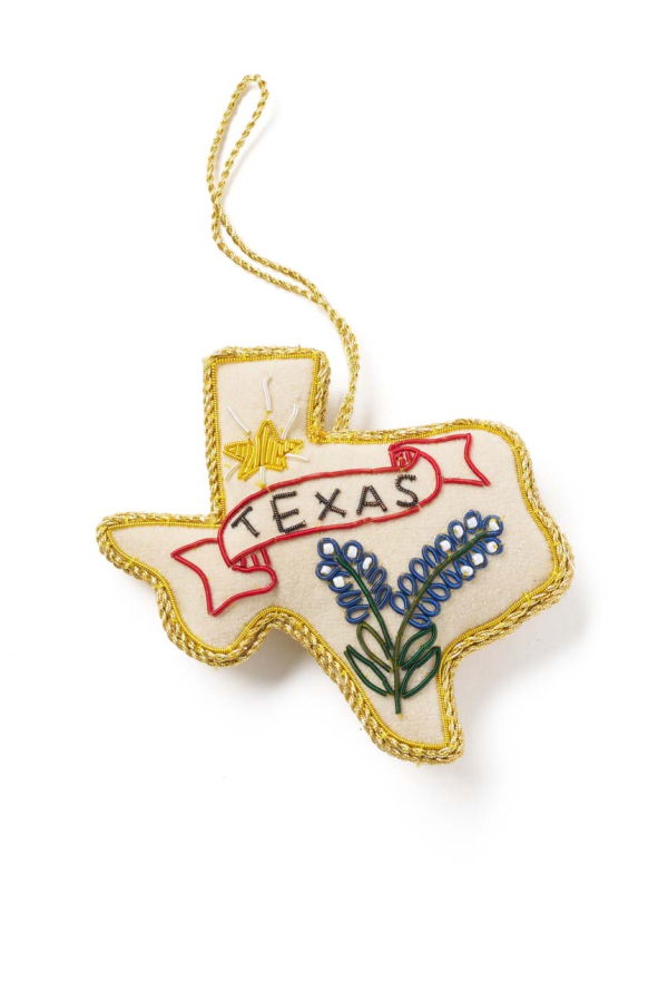 Matr Boomie Texas Bluebonnet Beaded Fabric Ornament - Embroidered