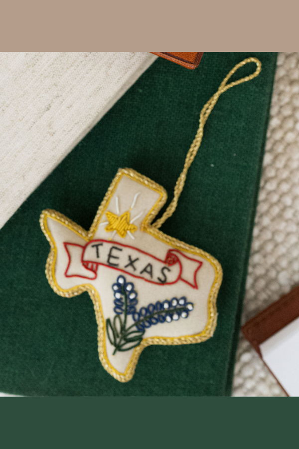 Matr Boomie Texas Bluebonnet Beaded Fabric Ornament - Embroidered