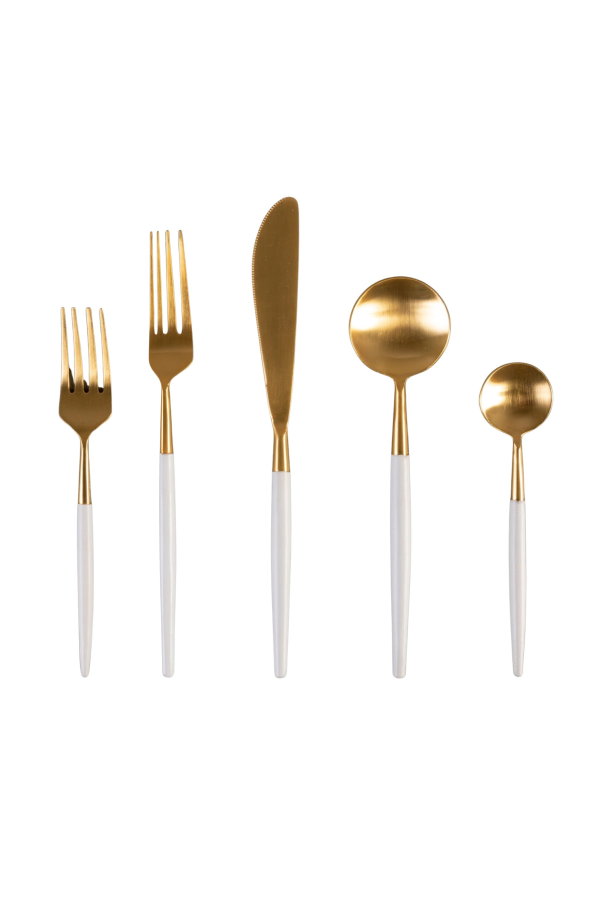 Be Home White & Gold Flatware Set