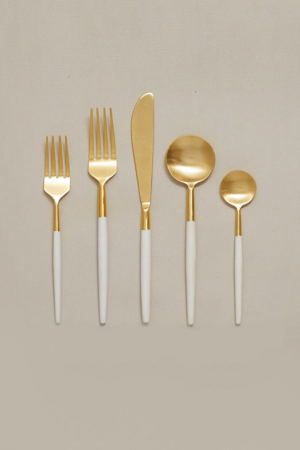 Be Home White & Gold Flatware Set