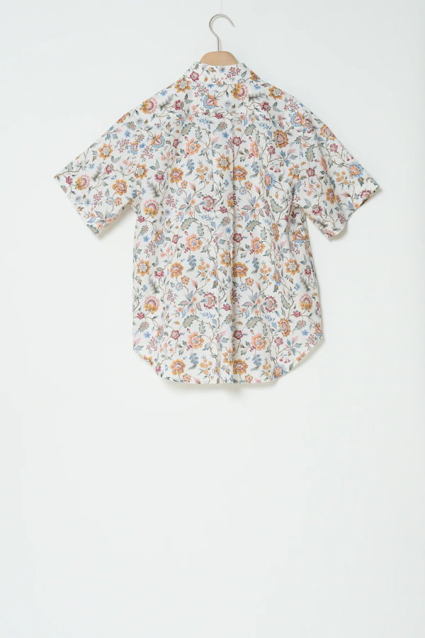 Kas Maria Linen Blend Liberty Floral Paisley Short Sleeve Shirt
