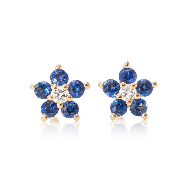 Zofia Day Tiny Sapphire Flower Studs Earrings