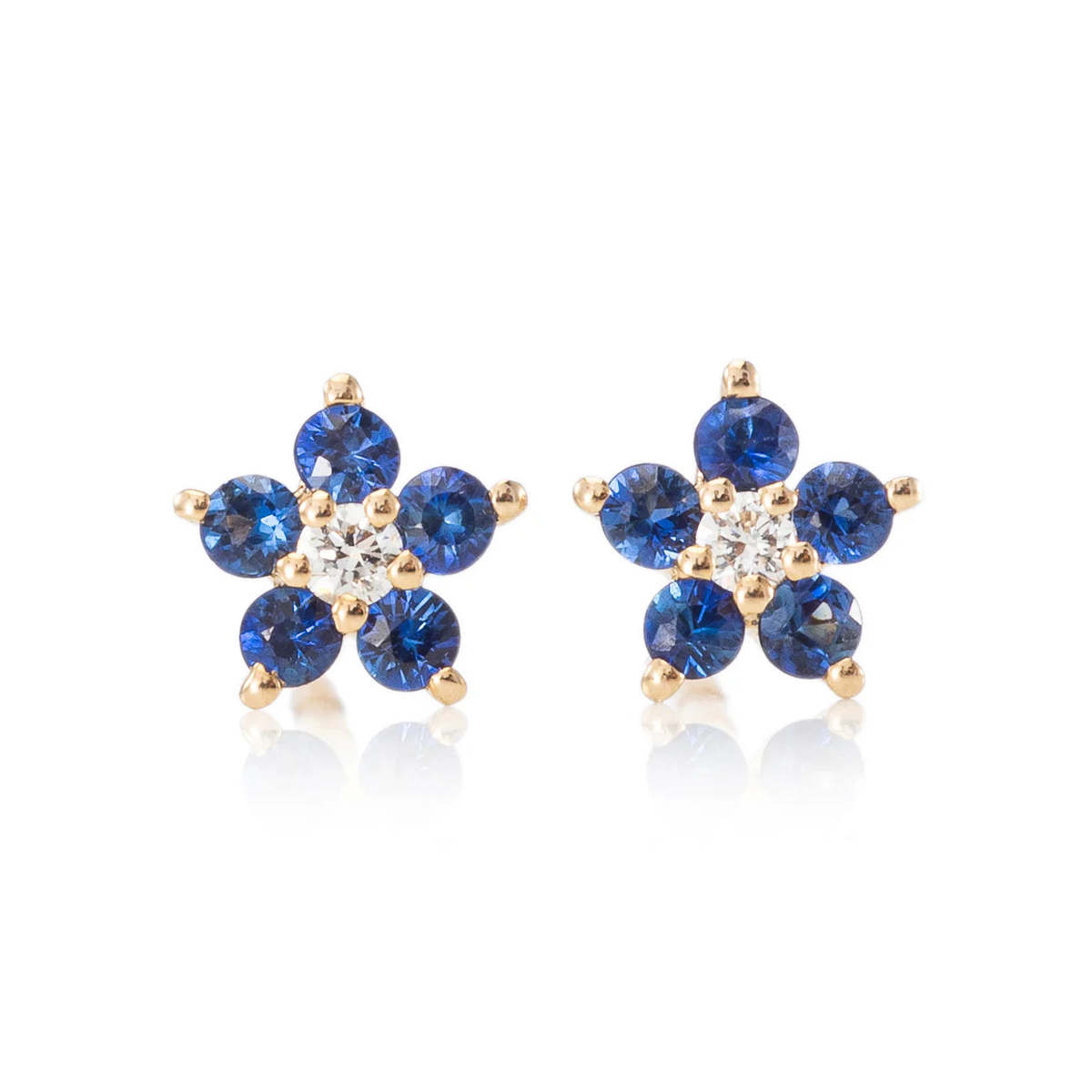 Zofia Day Tiny Sapphire Flower Studs Earrings - Image 1 of 1