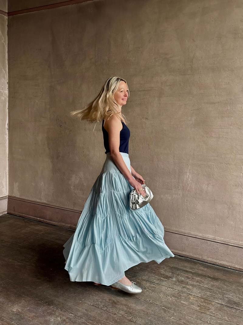 Ulla Johnson Davina Drop Waist Maxi Skirt - Adriatic Blue