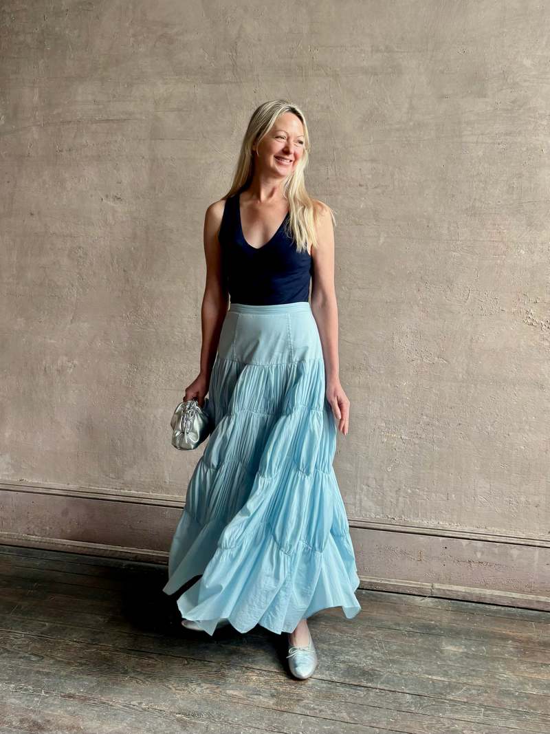 Ulla Johnson Davina Drop Waist Maxi Skirt - Adriatic Blue